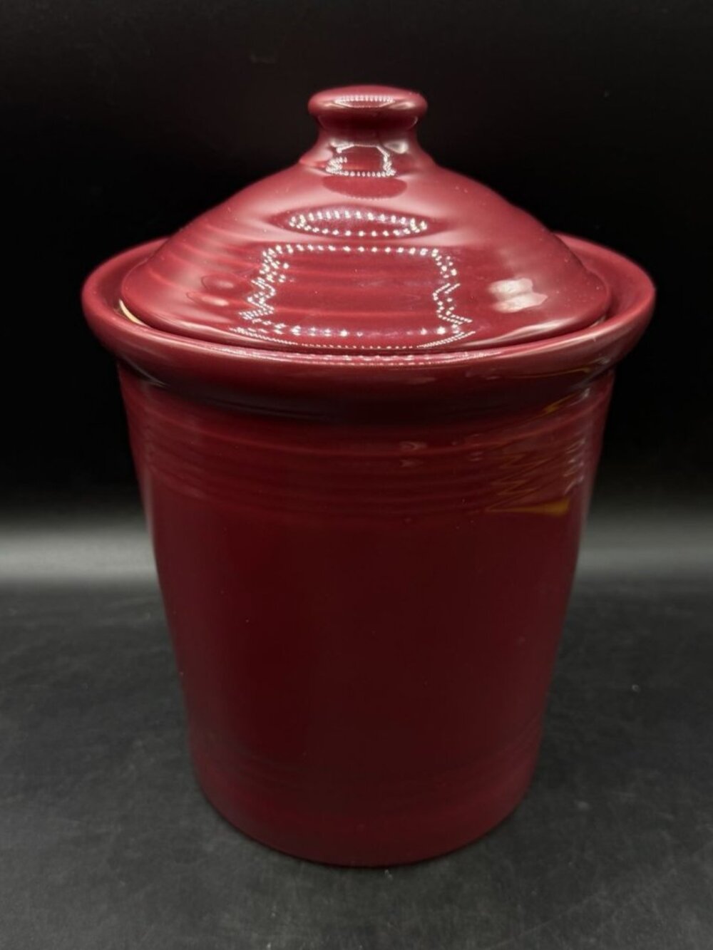 Homer Laughlin Fiesta Cinnabar Large 3 Qt Canister & Lid Vintage 10.5” USA